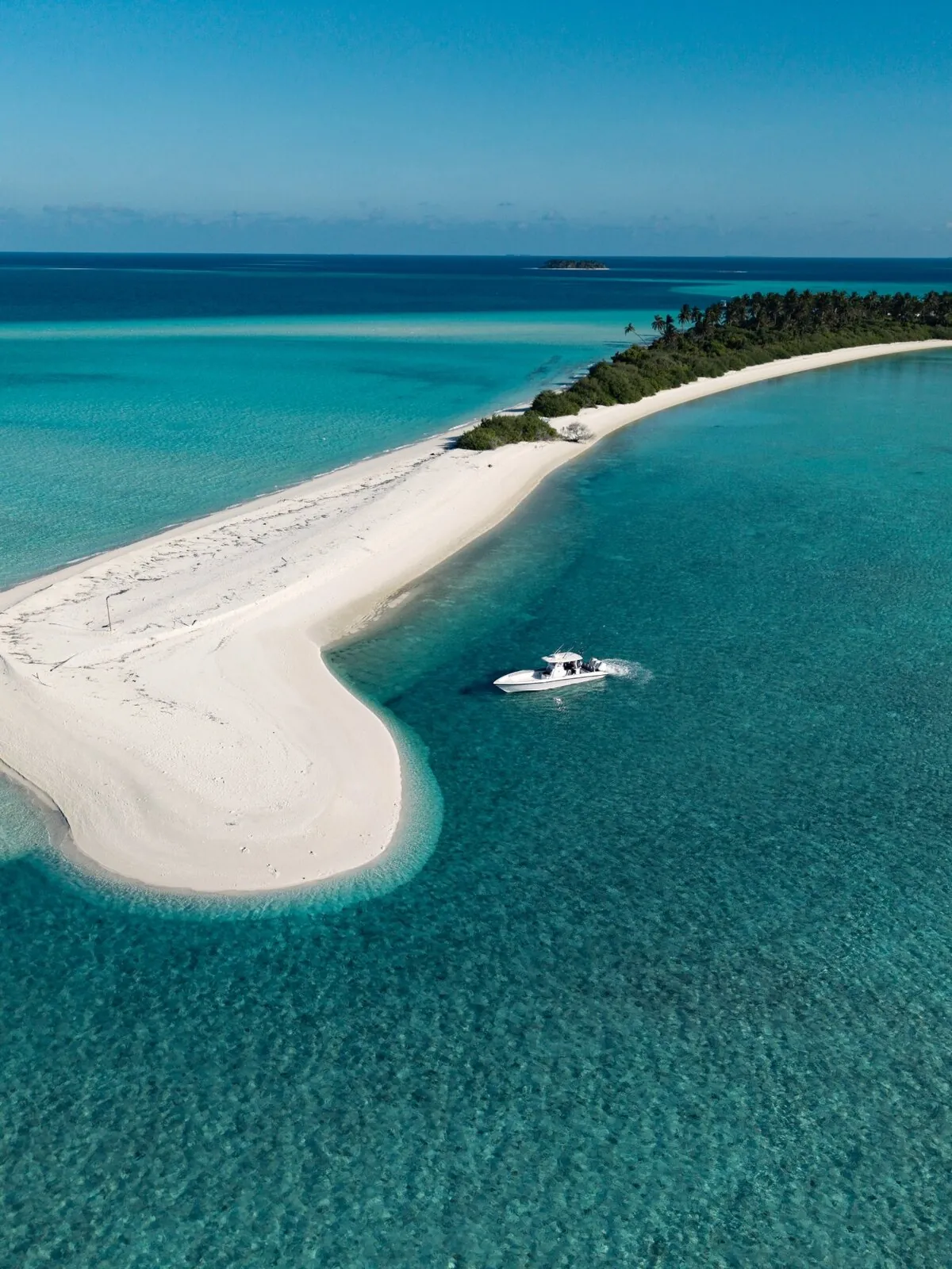 Charter boat near sandbank close to Angaga Island Resort, South Ari Atoll